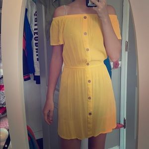 Yellow off the shoulder dress